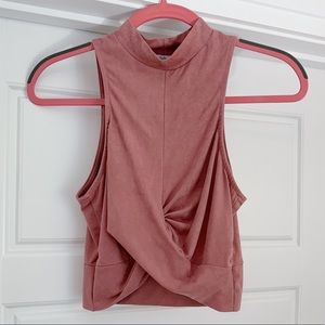 CHARLOTTE RUSSE blush faux suede mock neck crop
